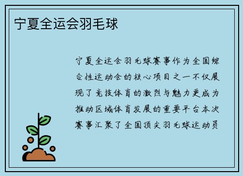 宁夏全运会羽毛球